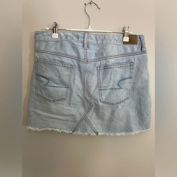 American Eagle Light Denim Distressed Mini Skirt - Picture 2 of 5